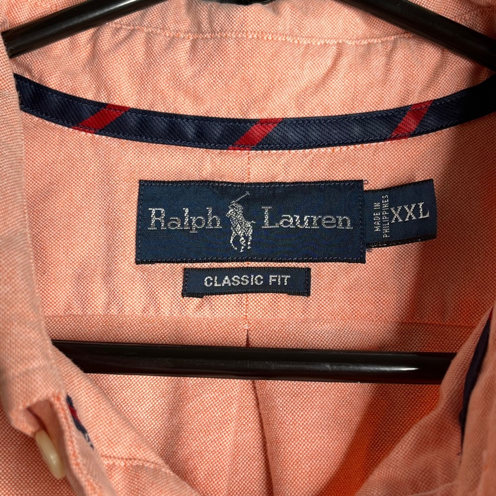 Ralph Lauren Mens XXL Classic Fit Oxford Shirt Peach Orange Cotton Button Down - Picture 5 of 7